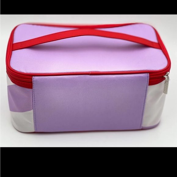 Clinique Makeup bag toiletries case cosmetics travel peppermint swirl red purple - Picture 3 of 6